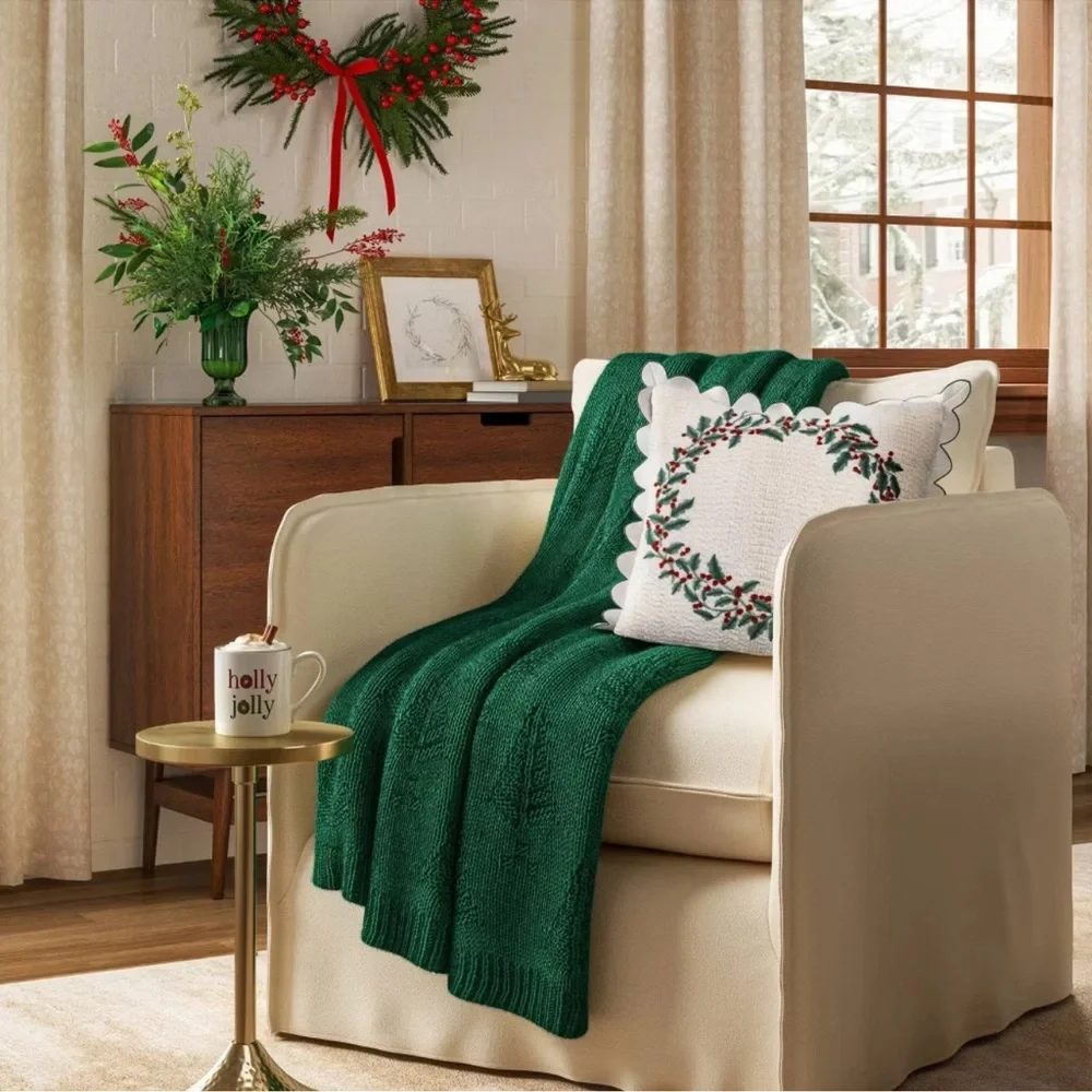 Tree Knit Throw Blanket Red - Threshold